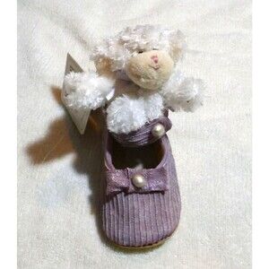 BearFoot Friends Baby Boyds Figure Resin White Plush Purple Shoe Ellie Button Up